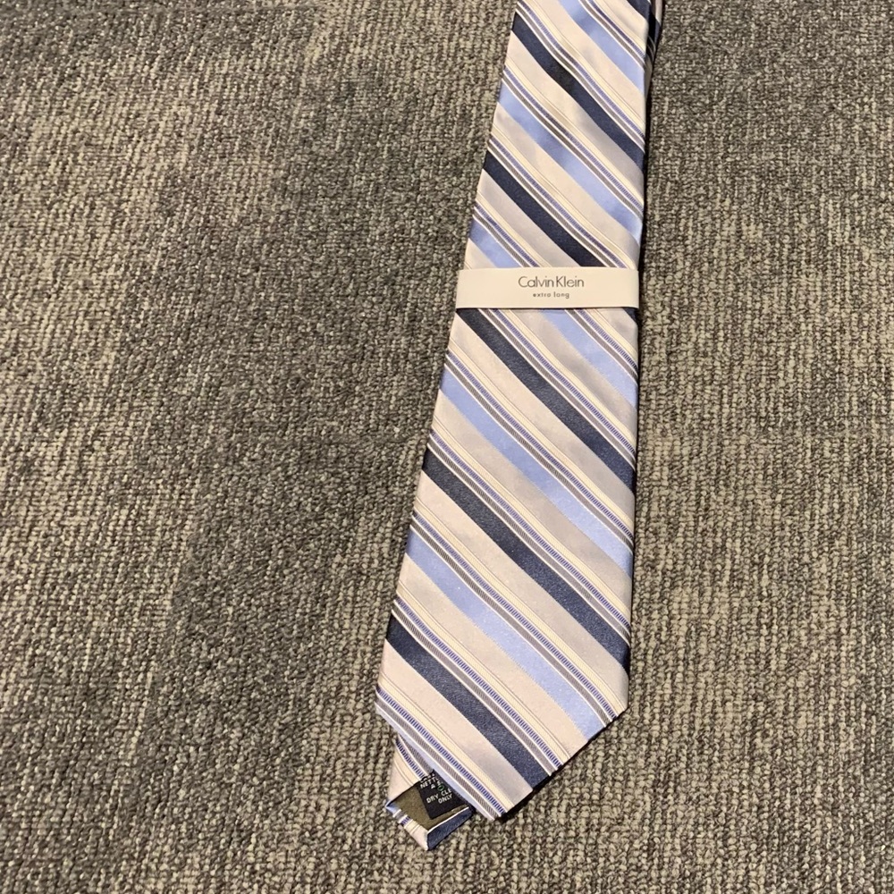 Men’s Blue Striped Calvin Klein Tie (XL - Extra Long)